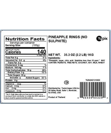 Yupik Sulfite Free Dried Pineapple Rings - 2.2lb - Pack of 1 - Buy Online on GoSupps.com