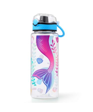Cute Water Bottle for School Kids Girls, BPA FREE Tritan & Leak Proof & Easy Clean & Carry Handle, 23oz/ 680ml - Mermaid