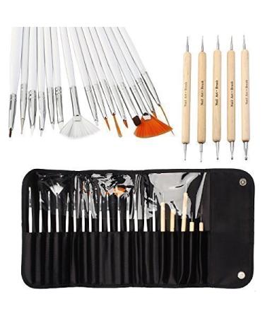 20pcs Nail Art Designing Painting Dotting Detailing Pen Brushes Bundle Tool Kit by ONE1X