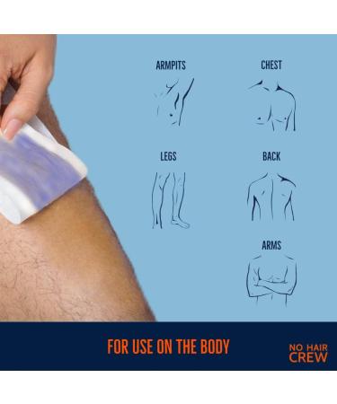 NO HAIR CREW Men's Body Wax Strips - 20 Strips with 4 Cleansing Wipes - Buy Online on GoSupps.com