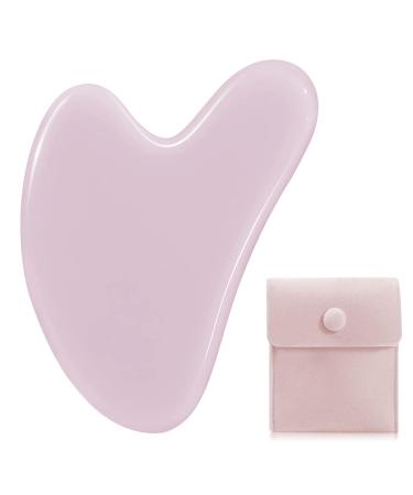 Gua Sha stones face Jade 100% natural stone Heart shape scratch massage tool for face eyes neck for skin care beauty and relaxation of the body muscles (pink)