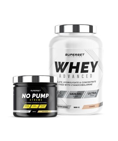 Superset Nutrition | Fitness Energy Program - 100% Whey Protein Advanced 900g Cookies - No Pump Xtreme Pina Colada | Boosts energy levels and tones the body in 4 weeks