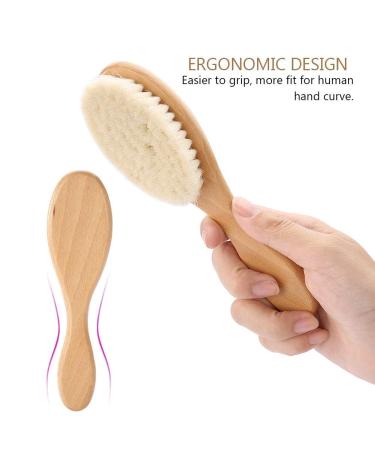 Natural Goat Hair Brush - Soft Bristle Retro Oil Head Hairdressing Brush for Women Men & Children - Perfect Baby Brush with Handle - Buy Online on GoSupps.com