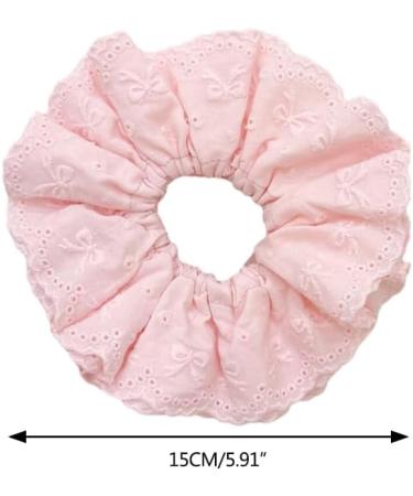 Eye Catching Lace Scrunchies for Women Large Elastic Hair Scrunchy Ponytail Holder Perfect for Everyday Use Pink - Buy Online on GoSupps.com