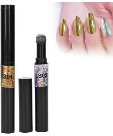 2 colors/set Chrome Air Cushion Nail Powder Pen Manicure Cushion Magic Pen Nail Glitter Mirror Powder Pen Manicure Tool for Home and Nail Salon - Buy Online on GoSupps.com