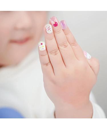 96-Piece Kids Fake Nails Set with Nail Glue - Short False Nails for Children Girls | Pre-Glue, Full Cover, Lovely Design - Ready to Wear Press-On Gel Nails (B) - Buy Online on GoSupps.com