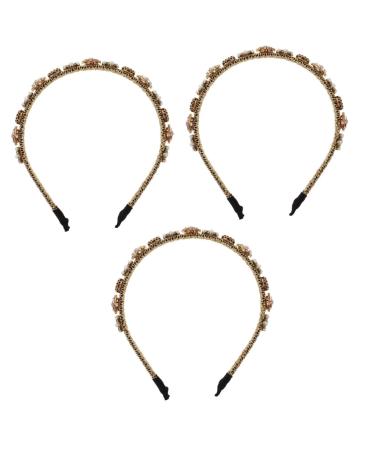FRCOLOR 3 Pieces Pearl Rhinestone Headband Headdress for Bride Glitter Headband Silver Gold Headband Golden Tiara Delicate Headwear Women Headband Hair South Korea Women Rhinestone Red