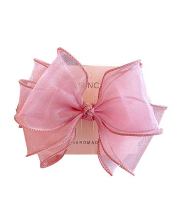 FEIFEI'S BOW Girls 5 Inches Princess Handmade Chiffon Heart Bow Hair Clip Alligator Clips Girls baby kids Infants Toddlers Ribbon Hair Accessories Barrettes (Dark Pink)