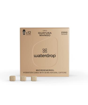 Waterdrop Microenergy Oro |Energy Drink - 90mg Natural caffeine with B vitamins |Mango - Guayusa - Guave |12 drops cubes |Taste for water without sugar and without preservatives - Buy Online on GoSupps.com