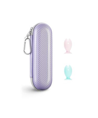 Toothbrush Travel Case with 2 Toothbrush Head Cover Caps for Oral-B/Oral-B Pro/Philips Sonicare Electric Toothbrush Keeps Toothbrush Fresh and Clean Portable Waterproof Travel Organizer Set Purple Case and 2 Caps