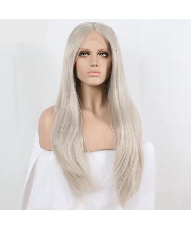 Xiweiya Long Hair Silver Platinum Blonde Lace Front Wig Synthetic Ash Blonde Lace Front Wig for Natural Look - Buy Online on GoSupps.com