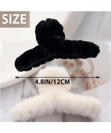 Fuzzy Claw Clips Set - Large Plush Hair Clamp for Thick Hair - 2pcs Faux Fur Hair Claws - Cute Hair Clips for Thin Hair - Buy Online on GoSupps.com