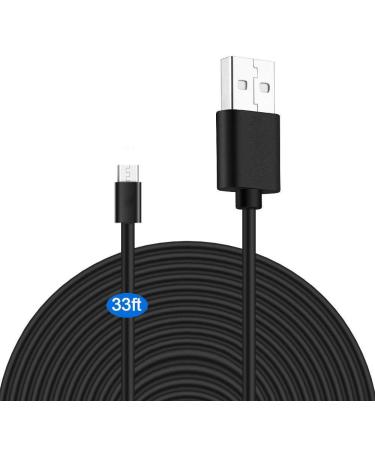 MOYEEL 33Ft Micro USB Power Extension Cable for Wyze Cam/Wyze Cam Pan, Blink XT Cam etc and Quick Charge Power for Security Camera(Black)