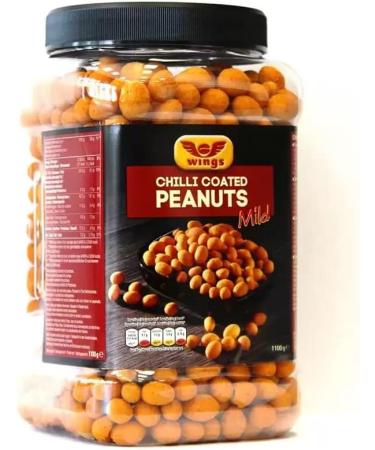 Wings Spicy Chilli Sharing Peanuts - Crunchy Coated Peanuts Snacks with Chilli Flavour 1.1kg Perfect Pub Snacks for Snacking Movie Nights Peanut Lovers with Topline Card. - Buy Online on GoSupps.com