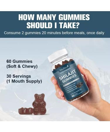 Pure Himalayan Shilajit (60 Gummies) in Sweet Resin Organic Extremely Potent Fulvic Acid - Buy Online on GoSupps.com