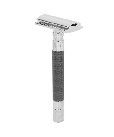 Double Edge Safety Razor Button Cutting Head Manual Safety Razor Washable for Men for Daily Beard Care (Black)