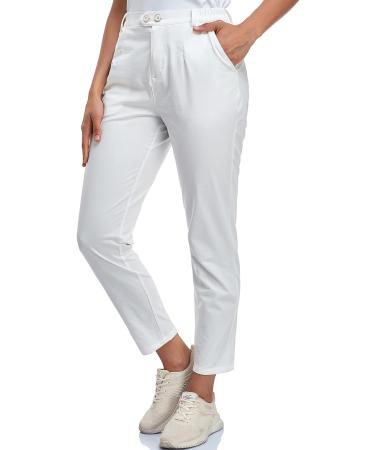 Women's Slim Fit Stretch Golf Pants with Pockets - Bright White - Size Large - Buy Online on GoSupps.com