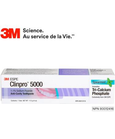 3M Clinpro 5000 Anti-Cavity Toothpaste (1.1% Sodium Fluoride) - Spearmint Flavour 113 g - Buy Online on GoSupps.com