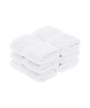 SUPERIOR Solid Egyptian Cotton Face Towel Set, 13 x 13, White, 6-Pieces