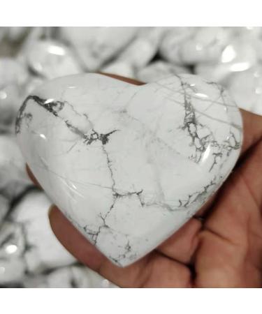 Natural Crystal Rough Big Size Natural White Turquoise Loving Heart Shaped Stone Crystal Gift Decoraction Natural Stones and Crystals - (Size: 6-7cm)