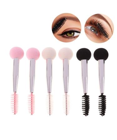 SALOCY 6 Pcs Makeup Sponge & Double Sided Brush Set - Beauty Blender Applicator for Eyebrows, Eyelashes, and Mascara - White and Pink - Buy Online on GoSupps.com