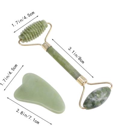 UKCOCO 2pcs Jade Roller Set - Facial Stone Roller & Gua Sha Massage Board for Smooth Skin & Relaxation - Buy Online on GoSupps.com