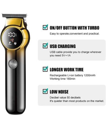 Pro Hair Clipper Design Barber Cordless Rechargeable Professional Hair Trimmer For Men Gold - Buy Online on GoSupps.com