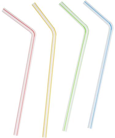 Comfy Package 200 Pack 7.75" High Flexible Plastic Straws Disposable Drinking Straws - Striped Assorted Colors - Buy Online on GoSupps.com