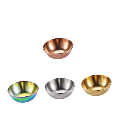 Milisten 4 Pcs Stainless Steel Plate Condiment Dish Vinegar Dish Small Dipping Bowls Stainless Steel Cup Flavor Seasoning Plate Mini Plates Hand Broom Soy Kids Japan Dipping Sauce 9x9cm Assorted Color