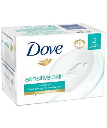 Dove Sensitive Skin Unscented Hypo-Allergenic Beauty Bar 4 oz (Pack of 2) Unscented 4 Ounce (Pack of 2)
