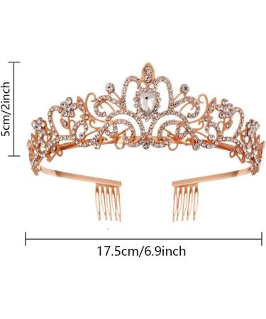 Elegant Rose Gold Wedding Tiara Crown - Crystal Rhinestone Bridal Princess Tiara with Comb for Wedding Prom & Birthday Parties - Buy Online on GoSupps.com
