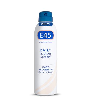 E45 Spray Moisturiser 200 ml - Daily Lotion Moisturiser Spray for Dry Sensitive Skin - Fast Absorbing Body Lotion Spray Moisturiser for Soft Skin and Lasting Hydration Suitable for Eczema Prone Skin 200 ml (Pack of 1)