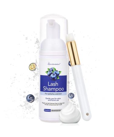 Eyelash shampoo for eyelash extension eyelashes shampoo lash shampoo 60ml eyelash foam clean eyelash cleaner for salon and home use (blueberry)