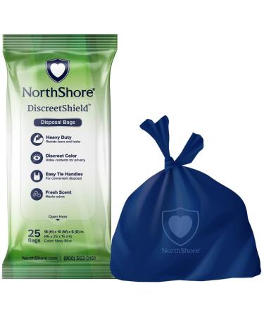 NorthShore DiscreetShield Disposal Bags, Case/150 (6/25s) 25 Count (Pack of 6)