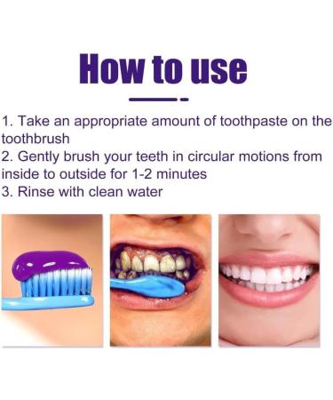 Purple Toothpaste for Teeth Whitening - 30/90ml | Yellow Stain Removal & Sensitive Teeth Kit (3PCs) - Buy Online on GoSupps.com