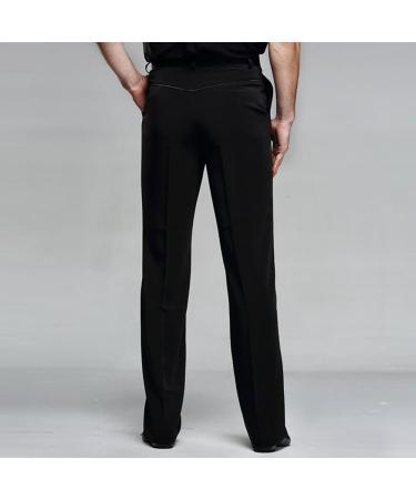 YILINFEIER Men's Black Professional Dance Pants with Pocket Belt | Modern Square Practice, Wide Latin Fit | Size 29 - Buy Online on GoSupps.com