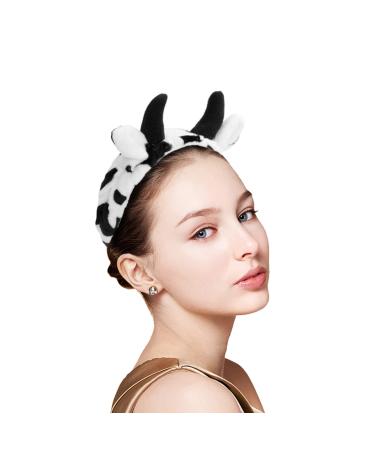 Hofar Face Wash Headband with Cow Horns | Cartoon Cute Hair Accessories - Black - Buy Online on GoSupps.com