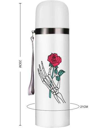 Rose Flower in Skeleton Hand Insulated Water Bottle 19 OZ Stainless Steel Travel Mug For Drink Sports Camping Hiking Outdoors - Buy Online on GoSupps.com
