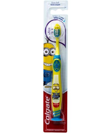Colgate Minions Toothbrush with Suction Cup Tongue Cleaner 5+ Years Extra Soft - Pack of 6 | Colors Vary - Buy Online on GoSupps.com