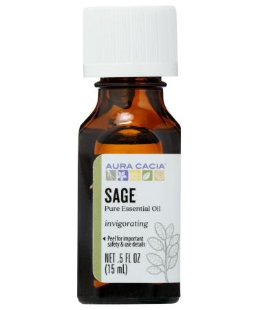 Aura Cacia Sage Essential Oil | GC/MS Tested for Purity | 15ml (0.5 fl. oz.)