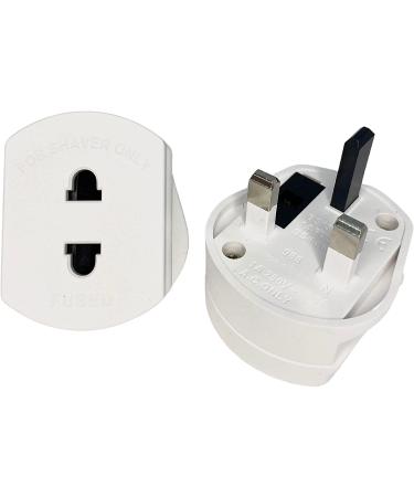 Plug Adapter I Shaver Adapter Toothbrush Charger Bathroom Socket Converter 2-pin to 3-pin 2 Pack