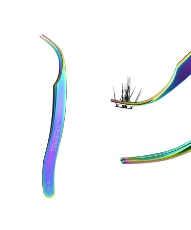 Nagaraku DIY Self-transplantation eyelash extension tweezers eyelash appliances stainless steel curve eyelash clamp make-up tool especially for clusters and individual eyelashes at home use (aperture d-01) d-01 self-graffing tweezer - Buy Online on GoSupps.com