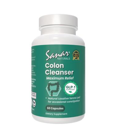 Sanar Naturals Colon Cleanser Max Relief - Senna Leaf Soft Laxative - GLP-1 Support - Supports Detox Cleanse and Gut Health, Digestive Support Supplement for Women & Men, 60 Capsules