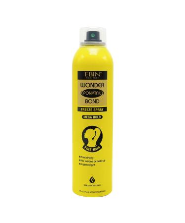 EBIN NEW YORK Wonder Ponytail Bond Freeze Spray Extra Mega Hold - Fine Hair 8oz/ 245ml | Long Lasting Hold 24-Hour Frizz Control Shine Enhancing Fast-Drying Lightweight All Hair Types