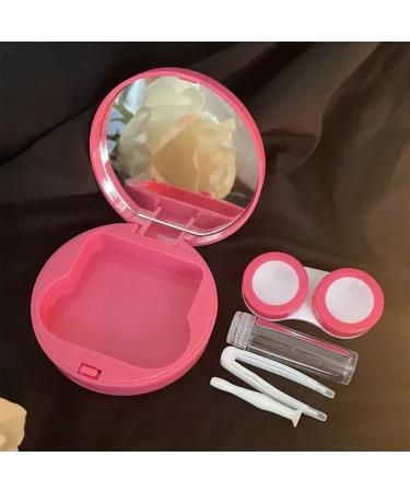 Kchycv Retro Tulip Contact Lens Container - Beige Round Makeup Storage with Mirror Ideal for Travel & Students - Buy Online on GoSupps.com