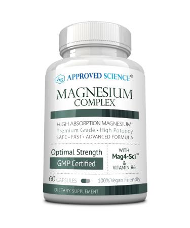 Approved Science Magnesium Complex - Magnesium Bisglycinate Malate Citrate and Oxide Heart Headaches Cramps Energy - High Absorption - 60 Capsules - 1 Month Supply - Non-GMO Vegan