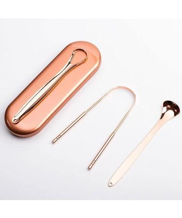 Premium Tongue Scraper Cleaner Set - 3pcs Rose Gold Tool for Bad Breath with Travel Case - Buy Online on GoSupps.com