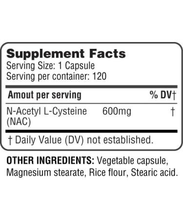 HealthLife N-Acetyl L-Cysteine (NAC) 600mg 120 Capsules - Non-GMO Gluten Free 120 Servings - Buy Online on GoSupps.com