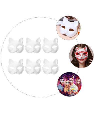 Magiclulu 6-Piece White Cat Masks | Therian Pappmache Art Masks | Animal Half Face Crafts | DIY Party Accessories for Mardi Gras & Halloween - Buy Online on GoSupps.com