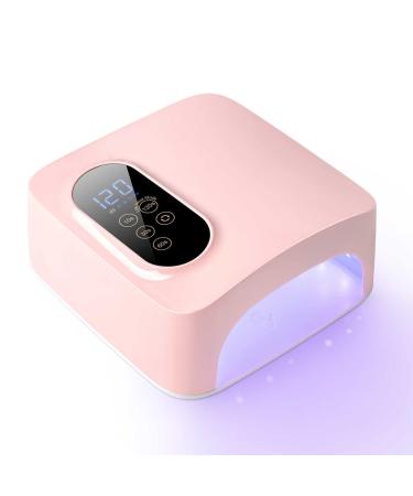 Gel UV LED Nail Lamp: 72W Rechargeable Nail Lamp Professional Cordless Light Nail Dryer for Nail Polish with Display Auto Sensor Wireless Lightweight Quick Dry Curing Nail Lamp Gift for Woman Girl Pink